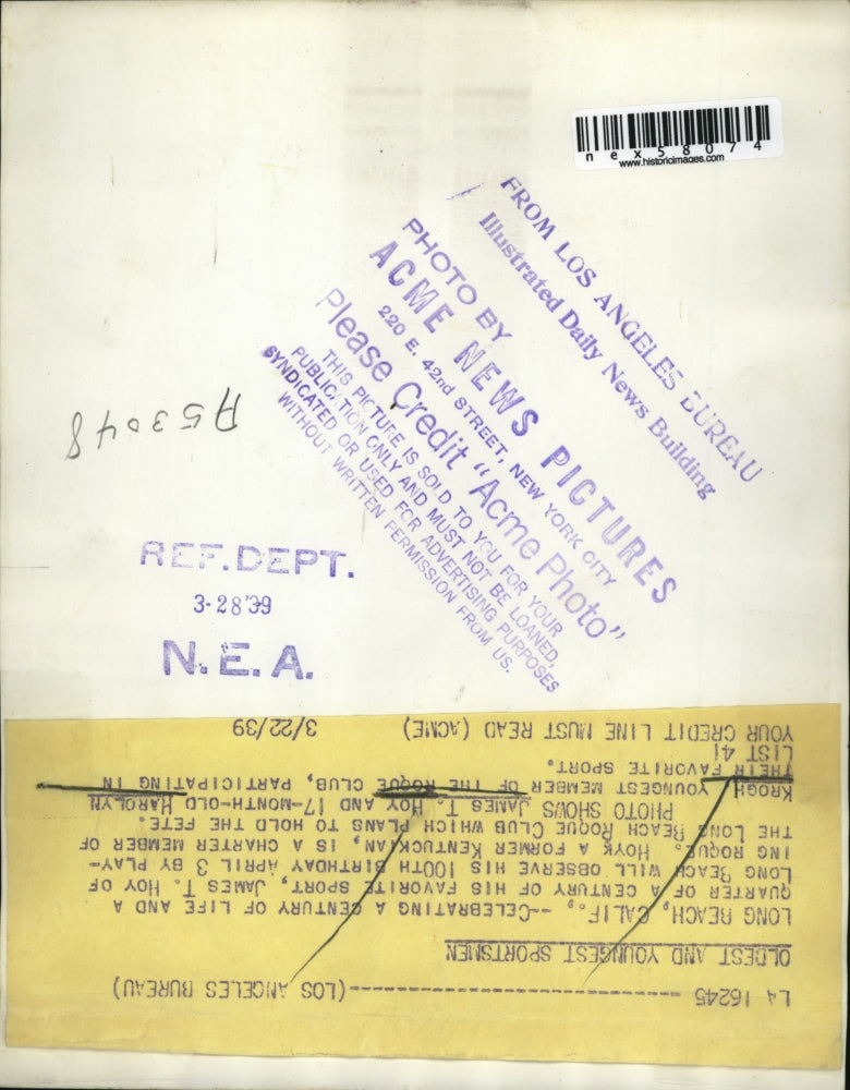 1939 Press Photo Long Beach Calif James Hoy & Harolyn Krogh at Croquette club