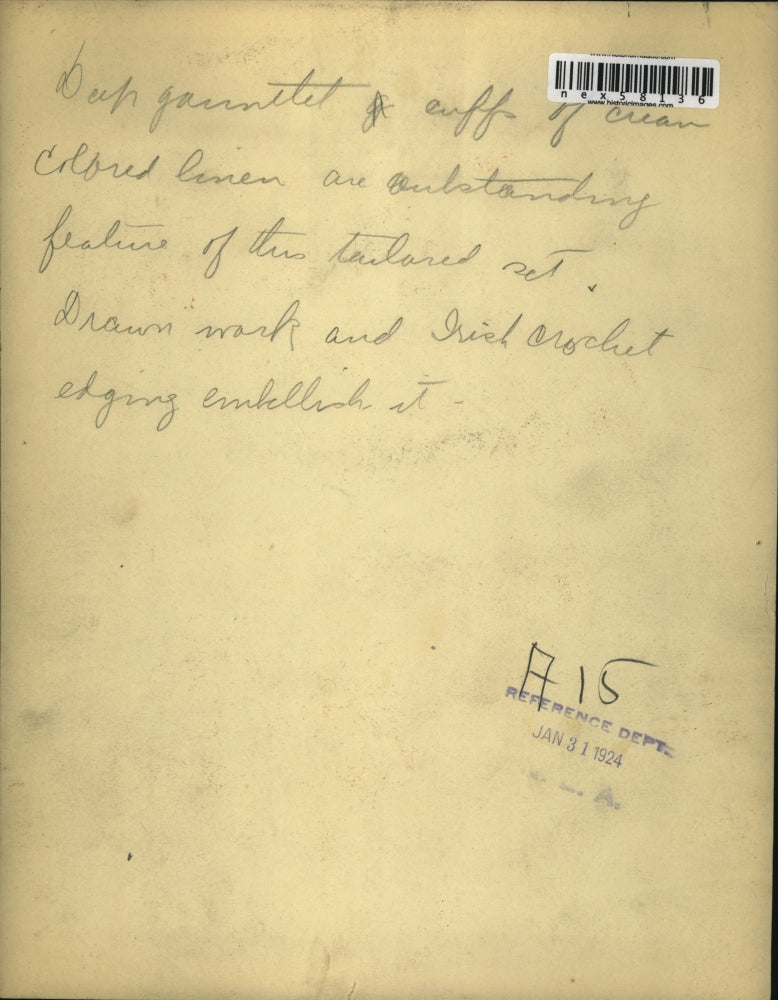 1924 Press Photo Colored linen dress with deep cuffs & collar