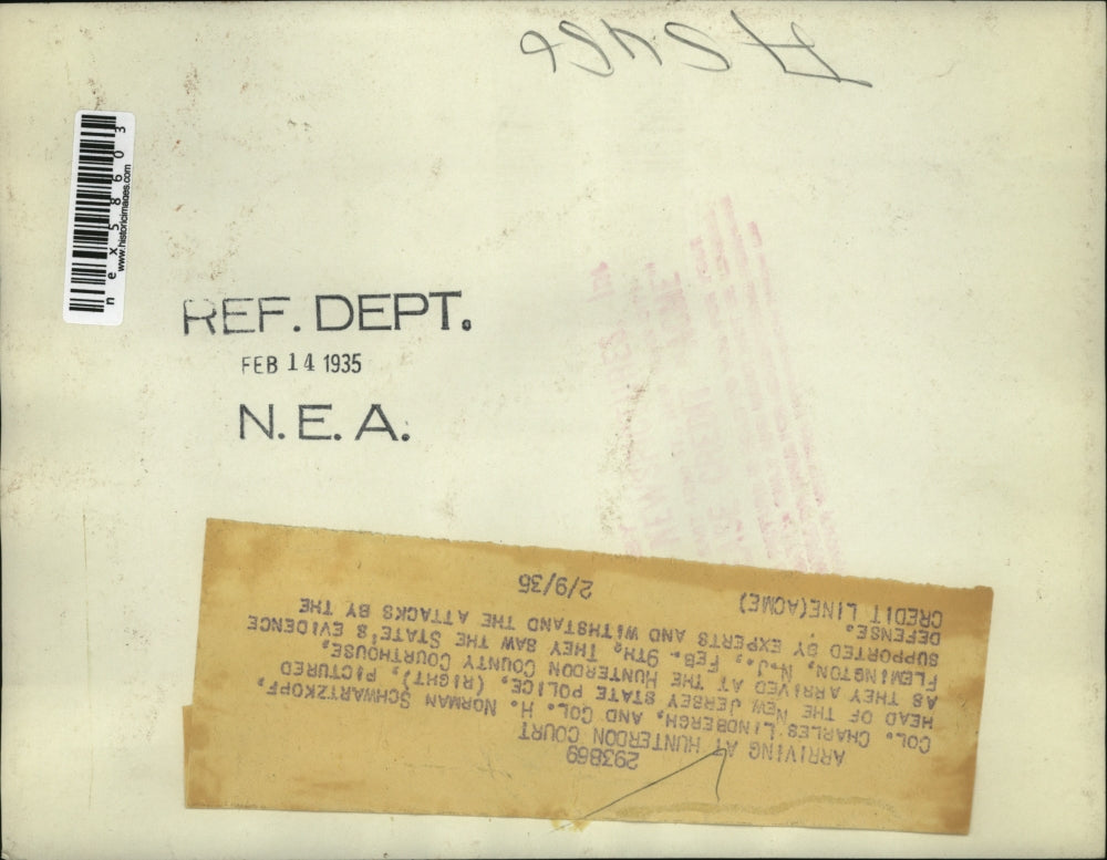 1936 Press Photo Col Lindbergh and Col Schwartzkopf Arrive at Hunterdon