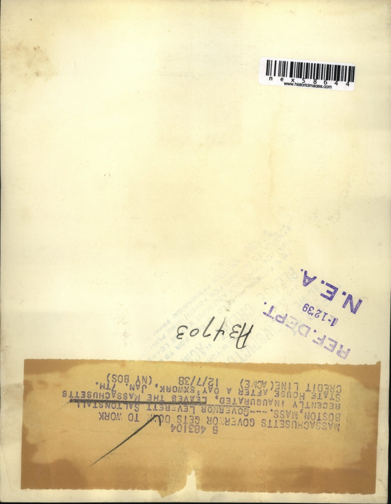 1938 Press Photo Governor Leverett Saltonstall Leaving the State House