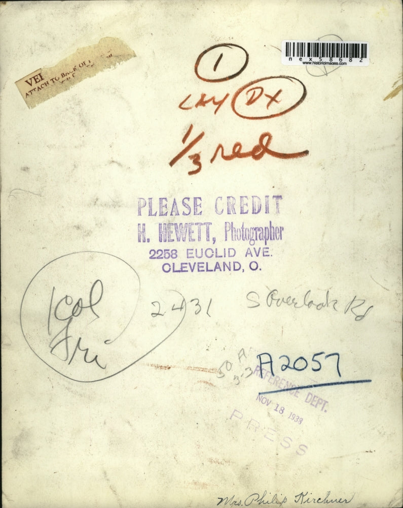 1938 Press Photo Mrs Phillip Kirchner