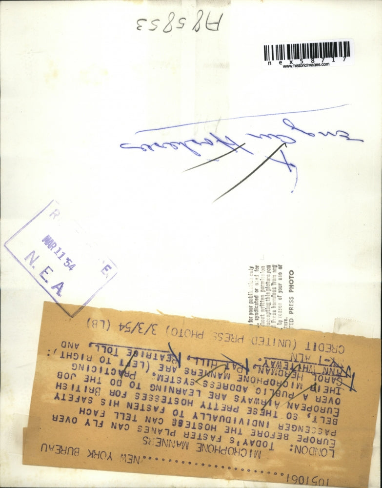 1954 Press Photo London Carol Herdman,Pat Hill, Bea Toll & Ann Whiteway