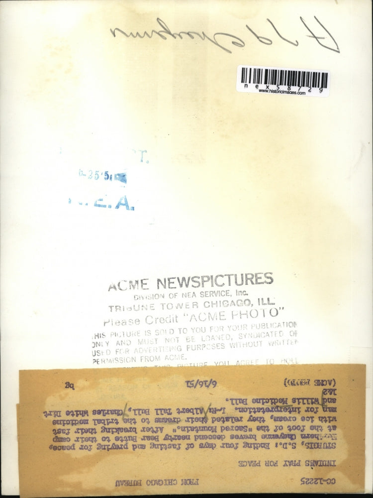 1951 Press Photo Albert Tall Bull, Charles White Dirt, and Willis Medicine Bull