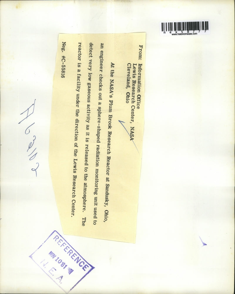 1961 Press Photo NASA Engineers Use Spherical Radiation Monitoring Machine