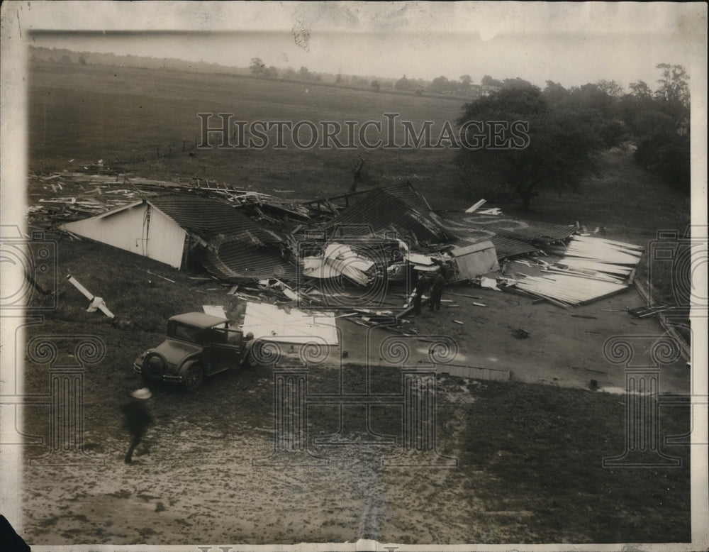 1930 Press Photo Farm Destroyed by Wind & Rain Storm, West Barkin, New Jersey