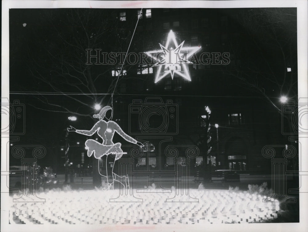 1960 Press Photo Christmas decoration in neon lights
