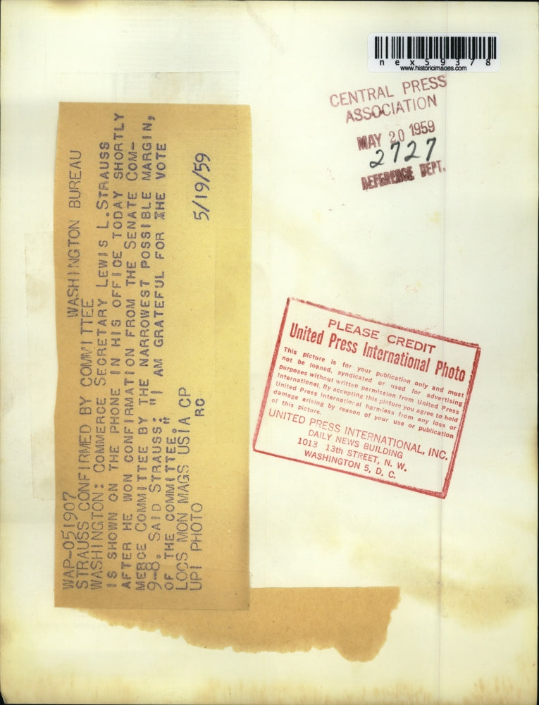 1959 Press Photo Lewis L. Strauss, Commerce Secretary - nex59378