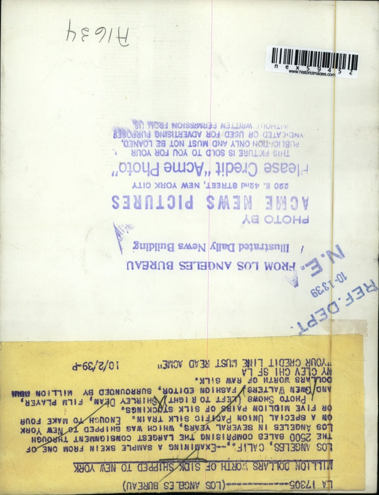 1939 Press Photo La Calif Actress Shirley Dean & editor Gwen Walters& raw silk