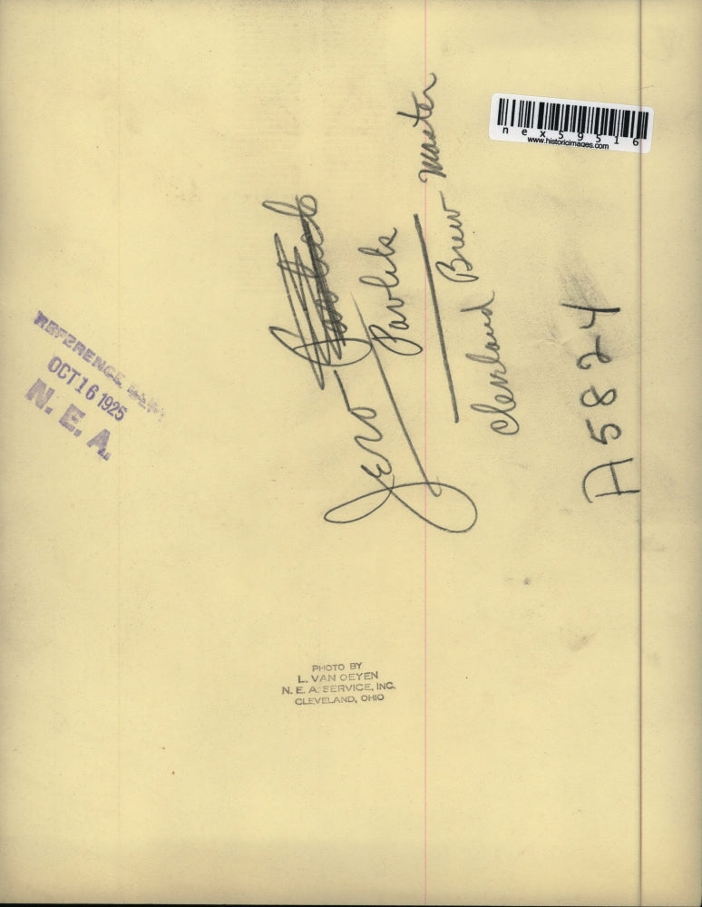 1925 Press Photo Jeno Pavlik, Cleveland Brew Master