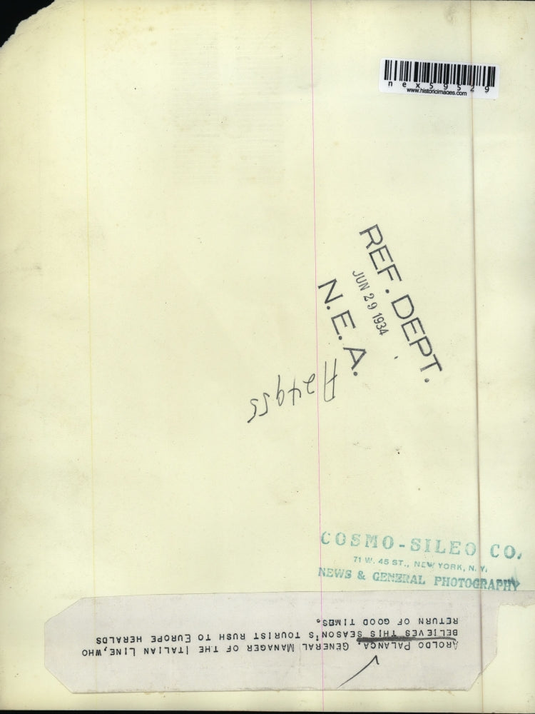 1934 Press Photo Aroldo Palanca - nex59529