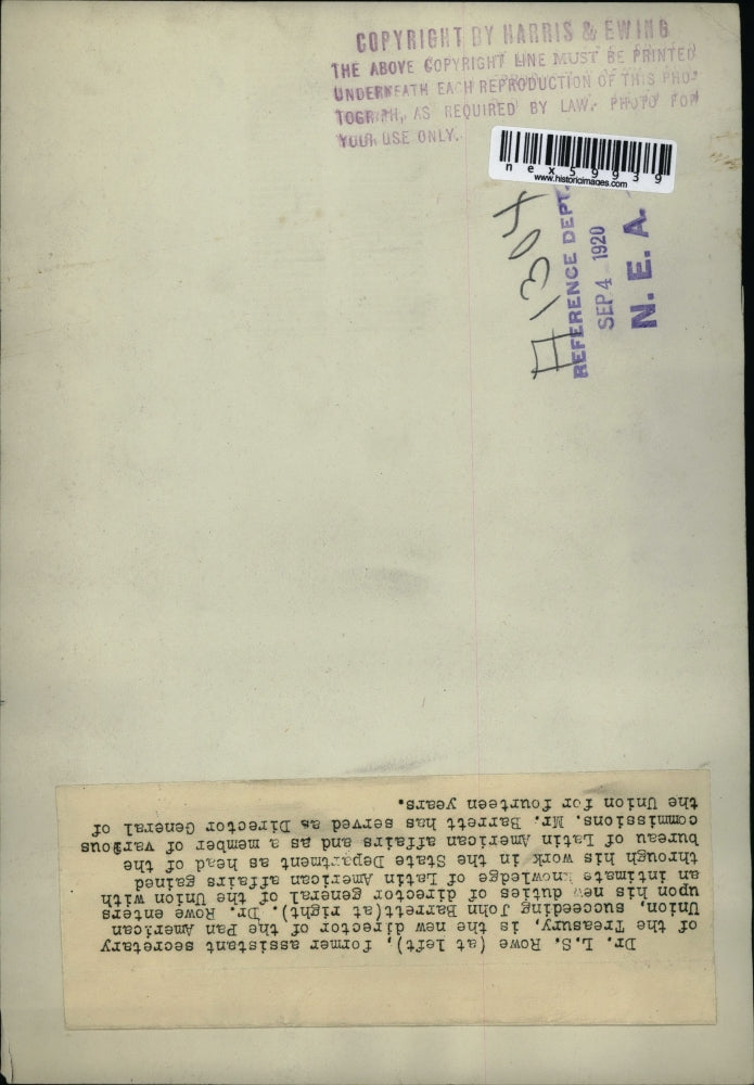 1920 Press Photo Dr. L.S. Rowe, and John Barrett