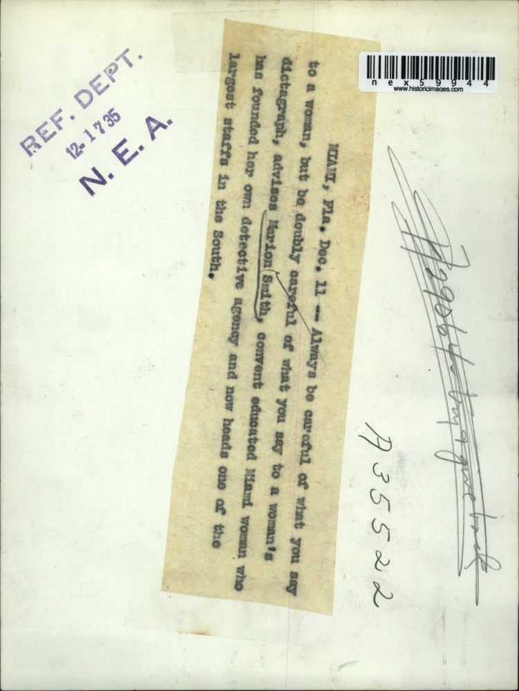 1935 Press Photo Marion Smith, convent educated, Miami women