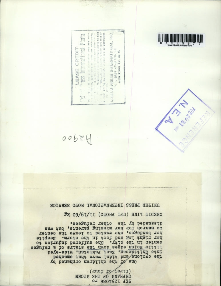 1960 Press Photo Storm Refugee Orphan Girl, Chittagong, East Pakistan