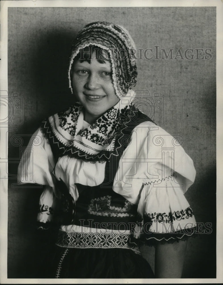 Load image into Gallery viewer, Press Photo Czech Woman in Traditional Dress
