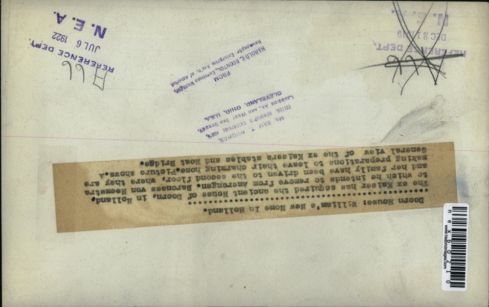 1922 Press Photo Doorn home of Ex Kaiser Wilhelm in Holland - nex60210