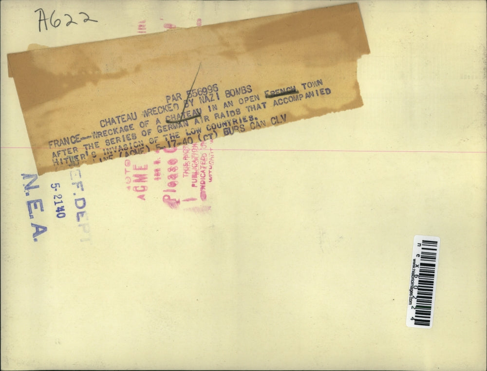 1940 Press Photo Chateau Wreckage in French Town after German Air Raids