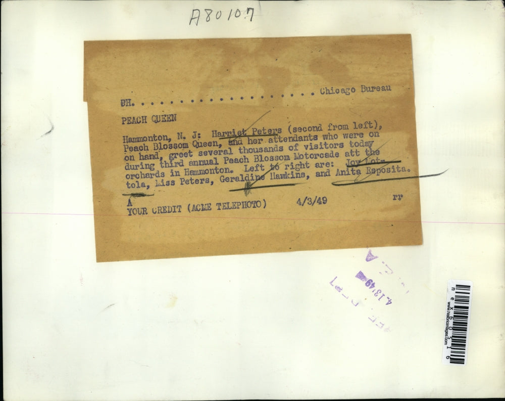 1949 Press Photo Joy Mottola, Harriet Peters, Geraldine Hawkins, Anita Esposito