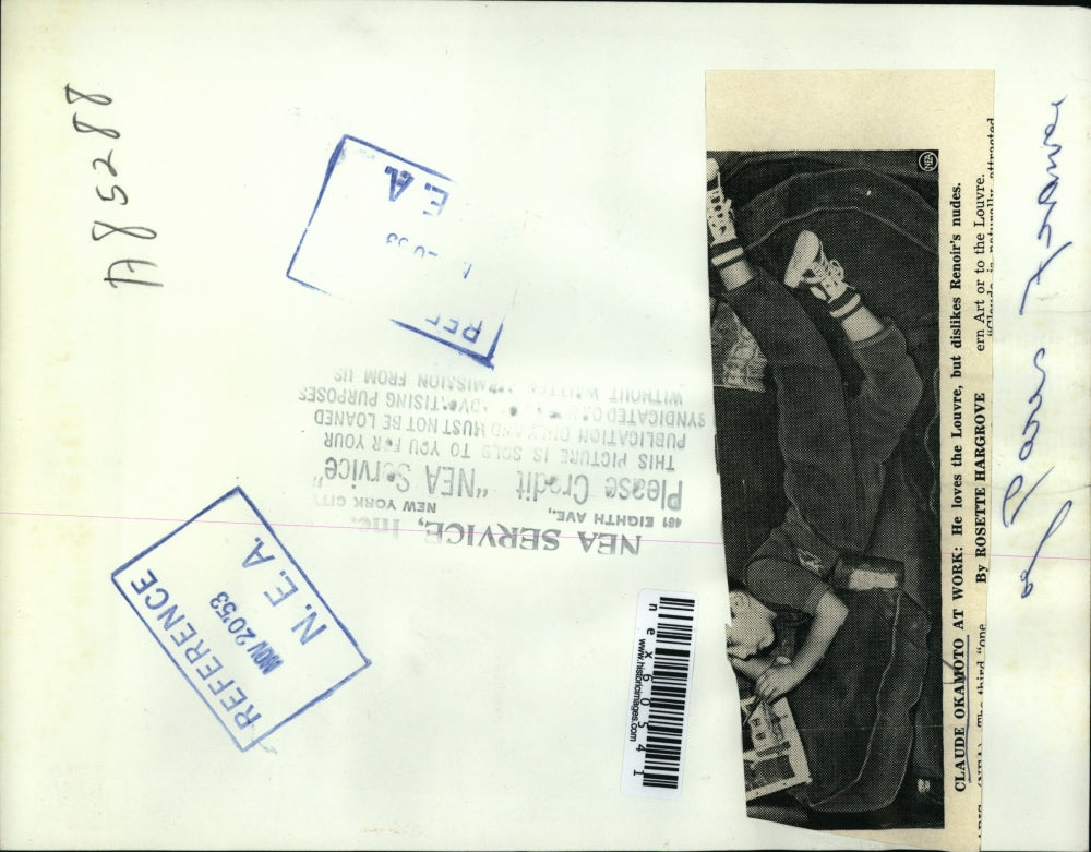 1953 Press Photo Claude Okamoto, Child Painter / Artist