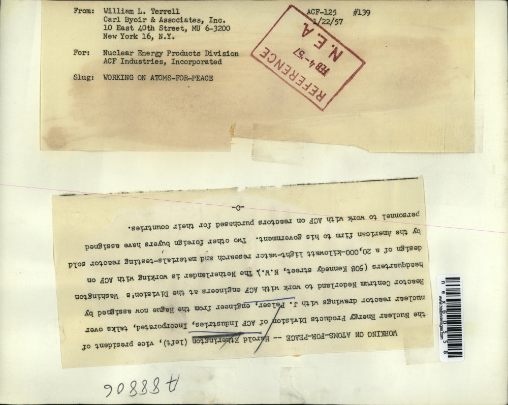 1957 Press Photo Nuclear Reactor Developers Harold Etherington, J. Pelser