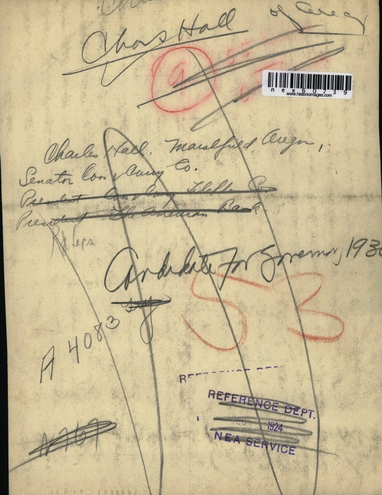 1924 Press Photo Charles Hall of Marshfield, Oregon Senator