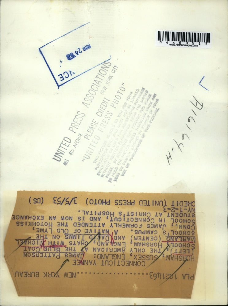 1953 Press Photo Horsham Sussex EnglandJames Patterson, Mike Marland, D Timms