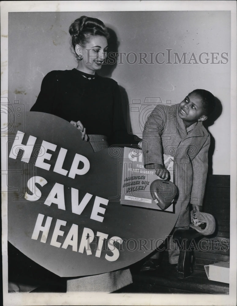 1948 Press Photo Chicago Heart Assoc campaign L Gorman & F Robinson