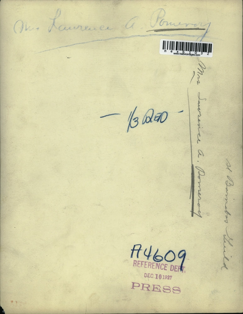 1927 Press Photo Mrs Lawrence A Pomeroy