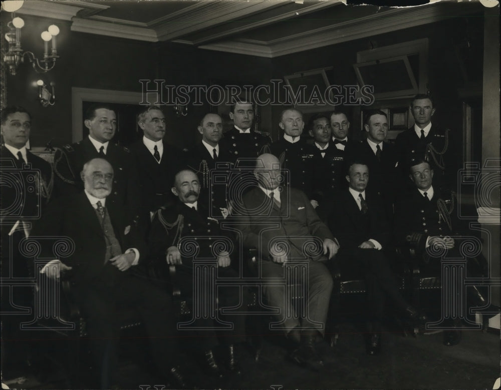 1924 Press Photo Secy of Navy Denby & staff Rigal, Asst Roosevelt, Tottenham