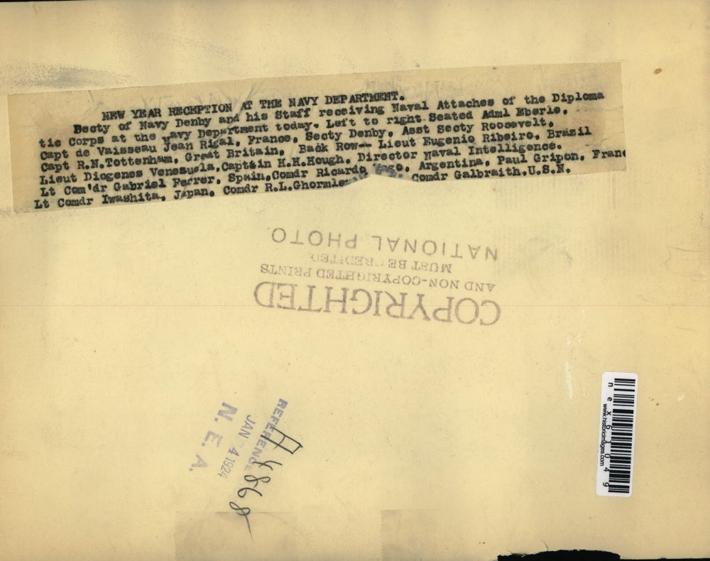 1924 Press Photo Secy of Navy Denby & staff Rigal, Asst Roosevelt, Tottenham