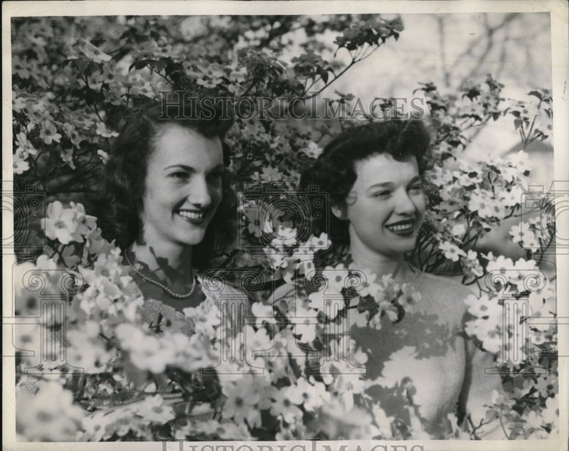 Load image into Gallery viewer, 1945 Press Photo L-R Marky Parsons &amp; Margaret Fountain, Campus Beauty Queens
