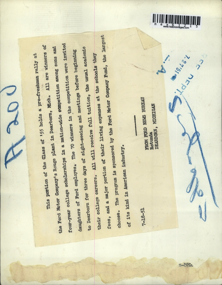 1951 Press Photo Class of 44 at Ford's Rouge plant in Dearborn Mich