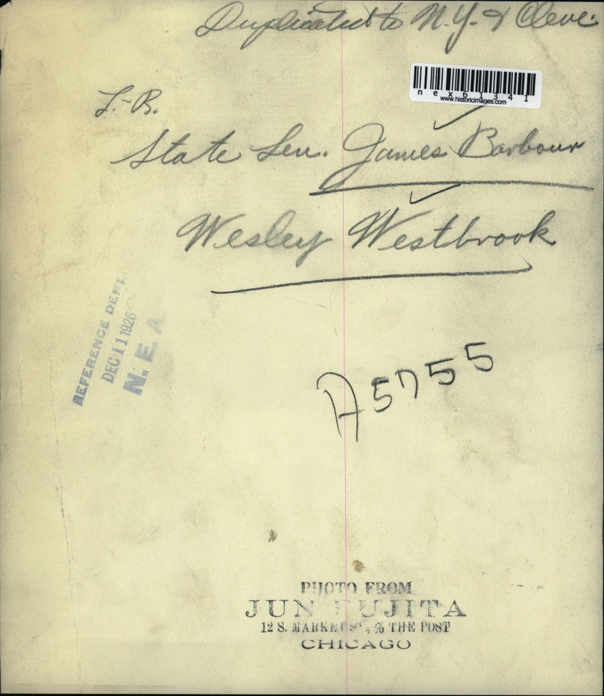 1926 Press Photo State Sen James Barbour & Wesley Westbrook of NY