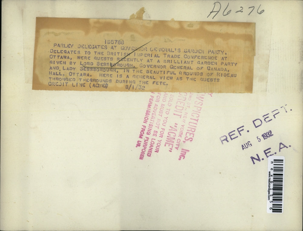 1932 Press Photo Lord Bessborough,Governor General of Canada gave a garden party