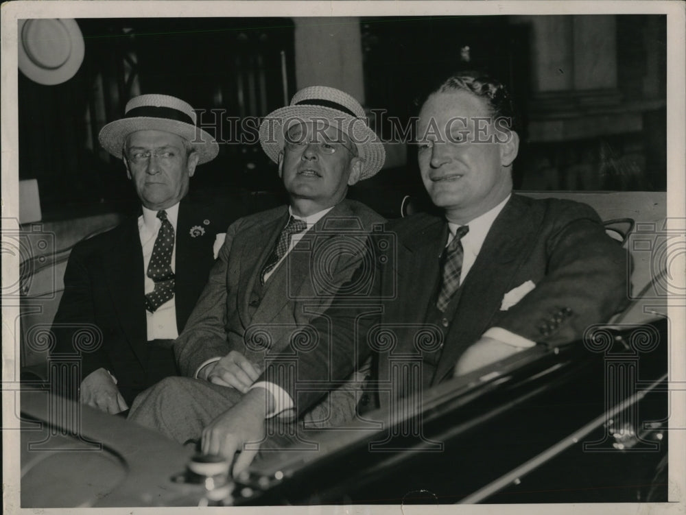 1936 Press Photo Edward Butller, Gov Alf Landon and John Hamilton