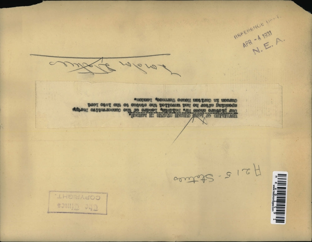 1931 Press Photo Mr Baldwin Leader of the Conservative Party in London