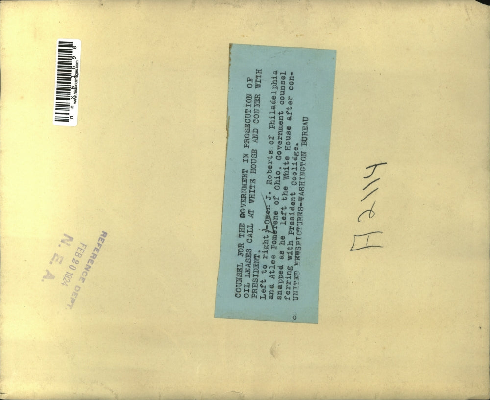 1924 Press Photo Owen J Roberts & Atlee Pomerene Govt counsel vs oil leases