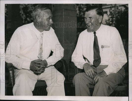 1936 Press Photo George Peek, Gov. Alfred Landon Republican candidate President
