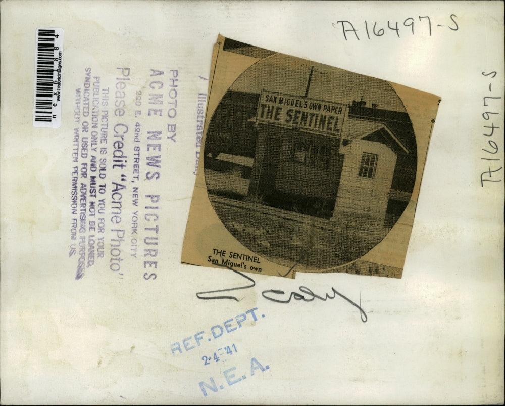 1941 Press Photo Sam Miguel's own paper The Sentinel
