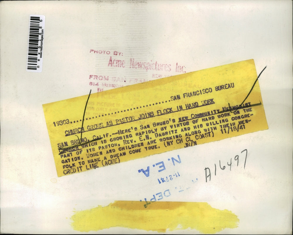 1941 Press Photo San Bruno Calif new community Methodist Church