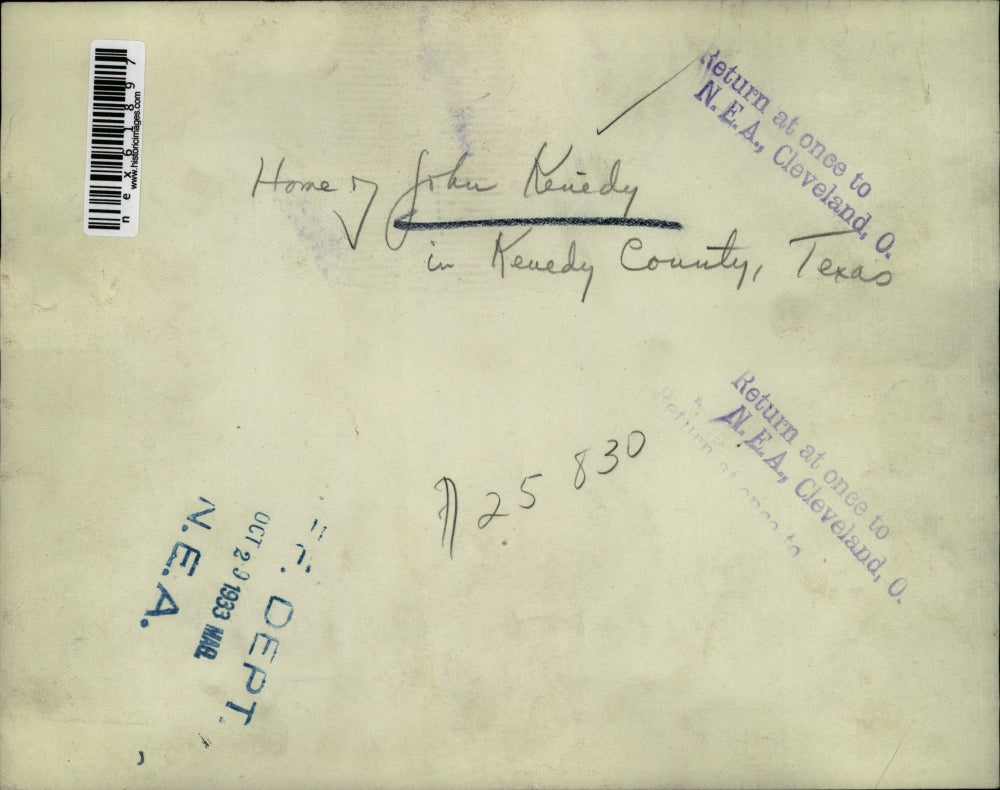 1933 Press Photo Home of John Kenedy in Kenedy County Texass