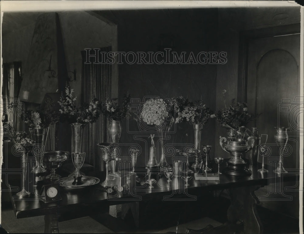1931 Press Photo Trophies of Capt A Bullock Webster