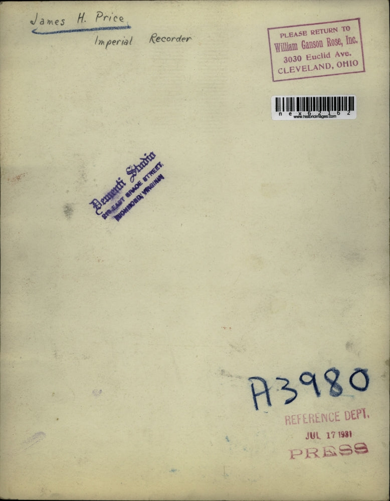 1931 Press Photo James H Price Imperial Recorder