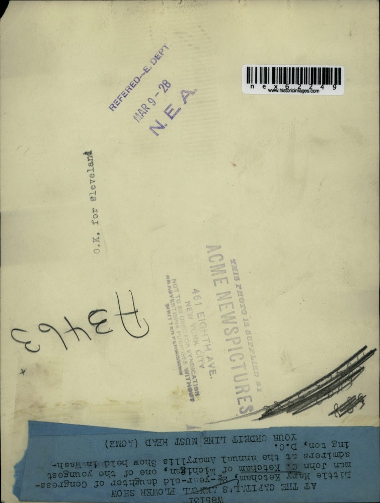 1928 Press Photo Mary Ketcham, 2 1/2 year old at the Annual Amaryllis Show