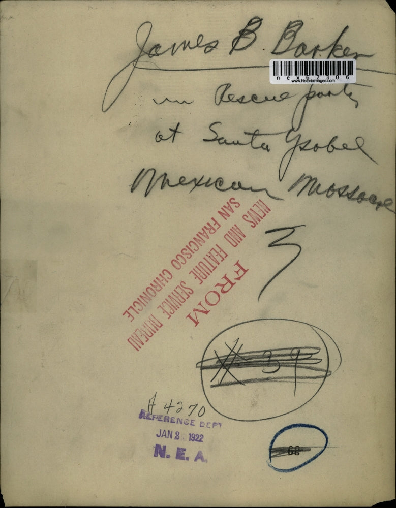 1922 Press Photo James B Barker rescue part at Santa Isobel Mexican massacre