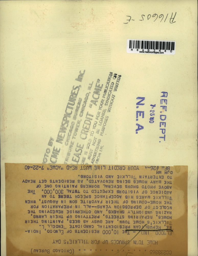 1940 Press Photo Workers Repair House Wendell Willkie Homecoming Elwood Indiana