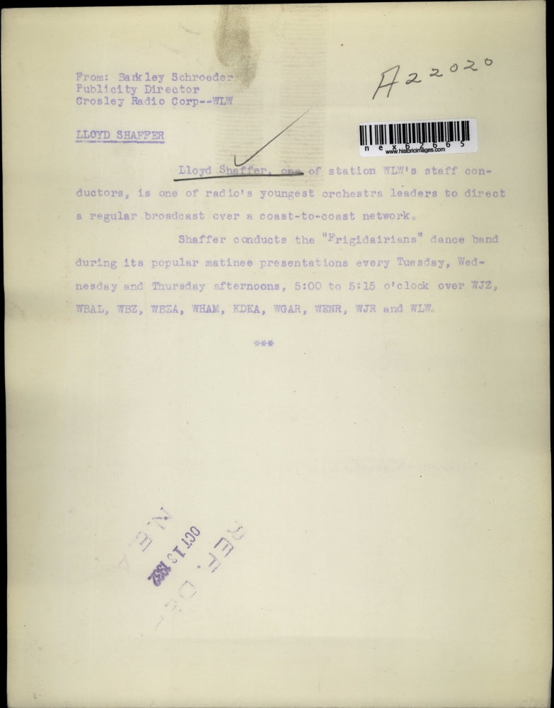 1932 Press Photo Lloyd Shaffer, Orchestra Conductor