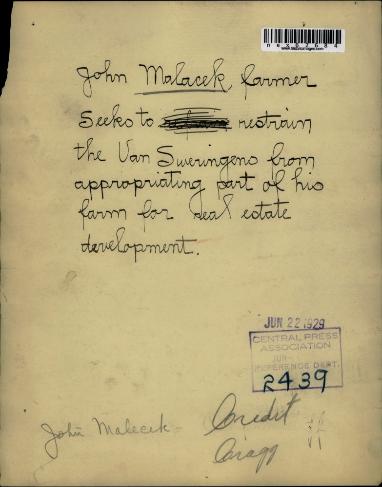 1929 Press Photo John Malacek, Farmer, Van Swervingers Trial
