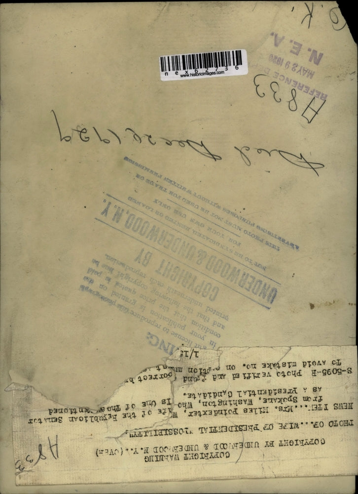 1920 Press Photo Miles Poindexter, Wife of Presidential Candidate