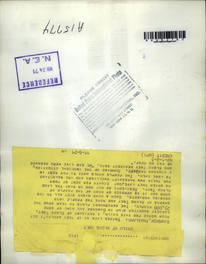 1971 Press Photo Child of Klong Toey, Bangkok Thailand