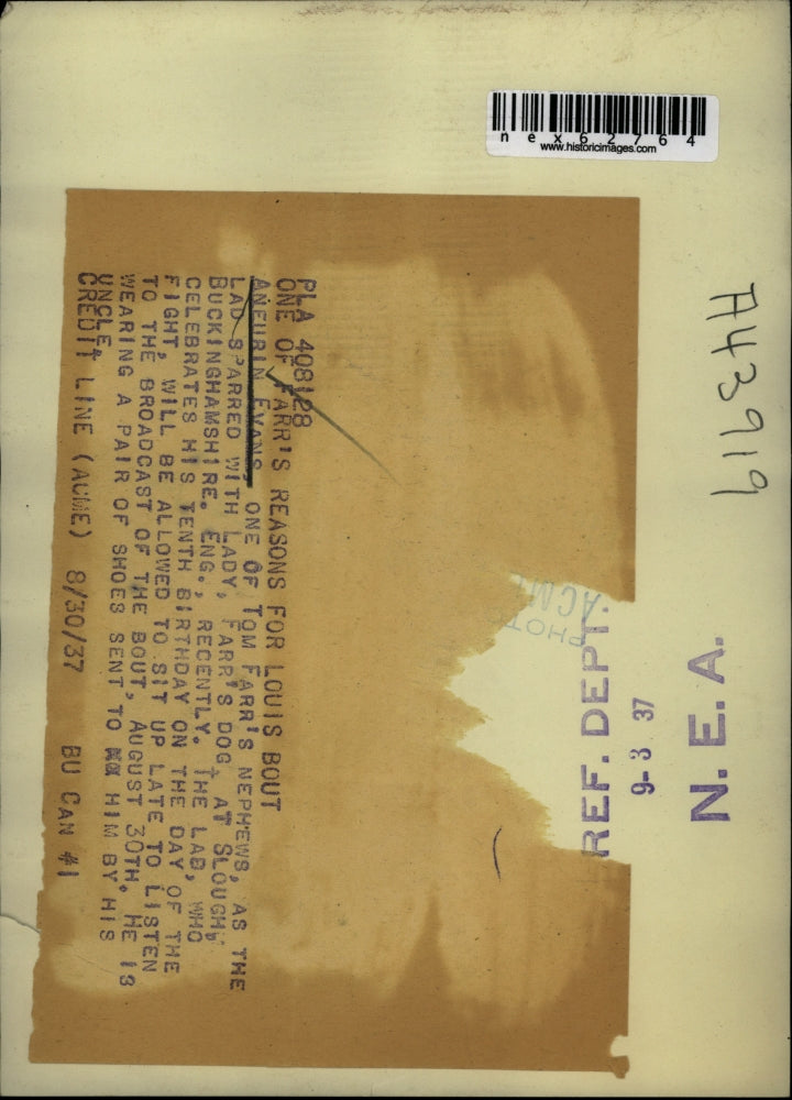 1937 Press Photo Aneurin Evans, Tom Farr's nephew at Slough Buckinghamshire